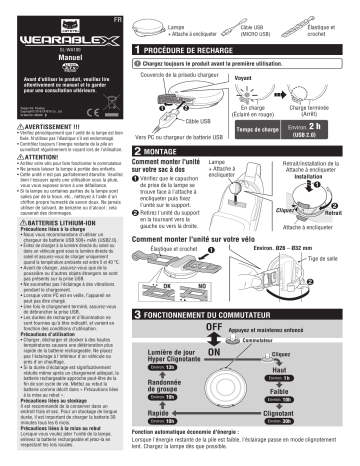 Cateye Wearable X [SL-WA100] Safety light Manuel utilisateur | Fixfr