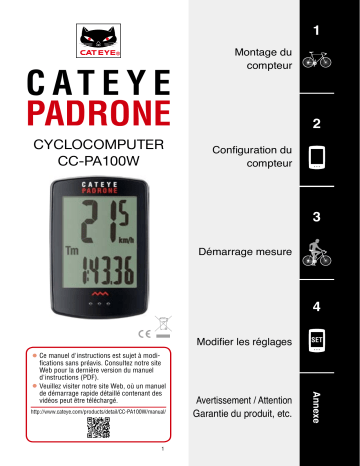 Cateye Padrone [CC-PA100W] Computer Manuel utilisateur | Fixfr