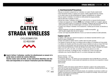 Cateye Strada Wireless [CC-RD310W-U] Computer Manuel utilisateur | Fixfr