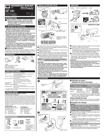 Cateye Econom Force Rechargeable [HL-EL540RC] Headlight Manuel utilisateur | Fixfr