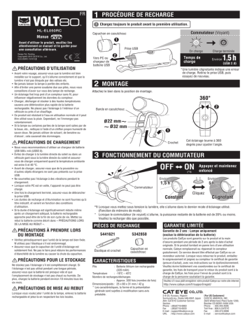 Cateye Volt80 [HL-EL050RC] Headlight Manuel utilisateur | Fixfr