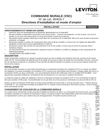 Leviton 95A03-1 Accessory Manuel utilisateur | Fixfr