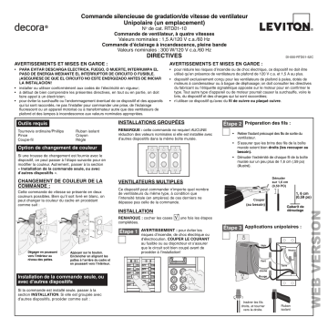 Leviton RTD01-10W IllumaTech Rotary Fan Speed Control Manuel utilisateur | Fixfr