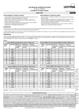 Leviton 75A00-2 Card Reader Manuel utilisateur