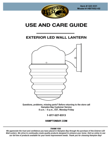 Hampton Bay HB7052-02 Guide d'installation | Fixfr