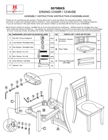 HomeSullivan 5079BKS[2PC] Guide d'installation | Fixfr