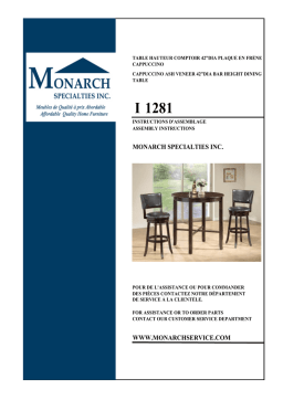 Monarch Specialties I 1281 Guide d'installation