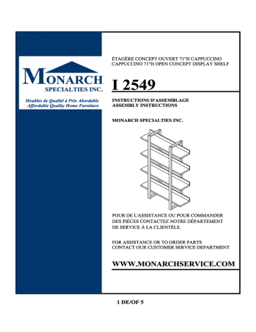 Monarch Specialties I 2549 Guide d'installation | Fixfr