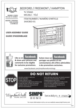 Simpli Home 3AXCBED-01 Guide d'installation