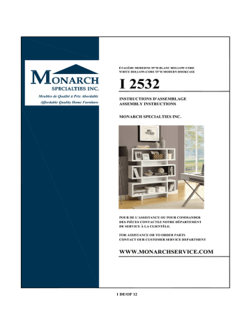 Monarch Specialties I 2532 Guide d'installation | Fixfr