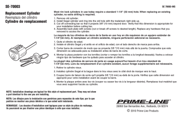 Prime-Line SE 70003 Guide d'installation | Fixfr