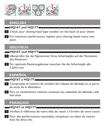 HQ177/40 | HQ177/11 | HQ177 | HQ167/42 | HQ167/11 | Philips HQ167/40 Manuel utilisateur | Fixfr