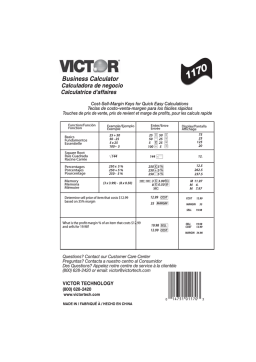 Victor Technology 1170 Manuel utilisateur