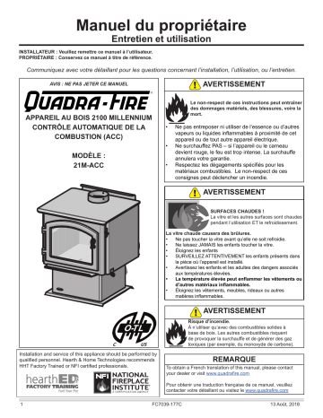 Quadrafire 2100 Millennium Wood Stove Manuel utilisateur | Fixfr