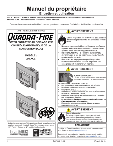 Quadrafire 2700i Wood Insert Manuel utilisateur | Fixfr
