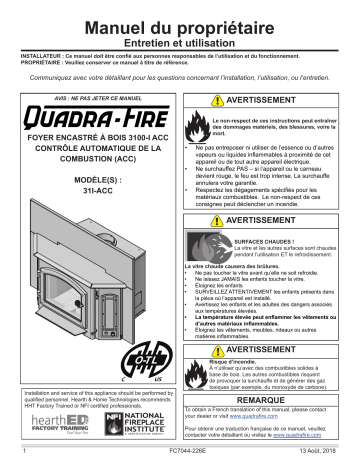 Quadrafire 3100i Wood Insert Manuel utilisateur | Fixfr