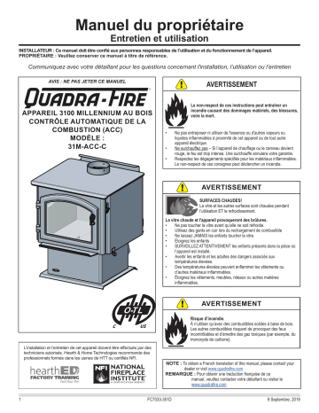 Quadrafire 3100 Millennium Wood Stove Manuel utilisateur | Fixfr