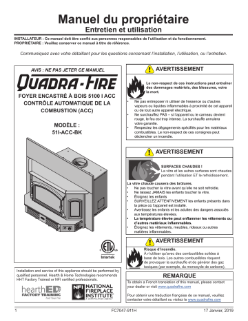 Quadrafire 5100i Wood Insert Manuel utilisateur | Fixfr