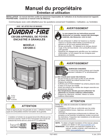 Quadrafire Classic Bay 1200 Pellet Insert Manuel utilisateur | Fixfr