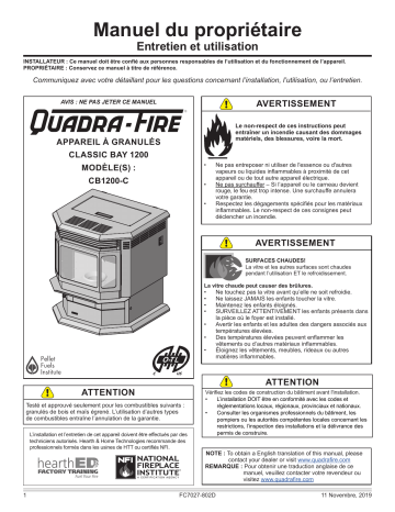 Quadrafire Classic Bay 1200 Pellet Stove Manuel utilisateur | Fixfr