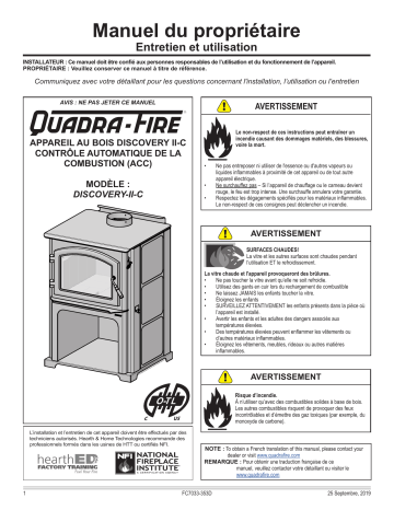 Quadrafire Discovery II Wood Stove Manuel utilisateur | Fixfr