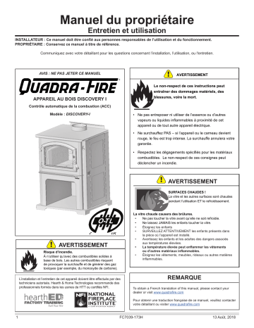 Quadrafire Discovery I Wood Stove Manuel utilisateur | Fixfr
