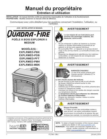 Quadrafire Explorer II Wood Stove Manuel utilisateur | Fixfr