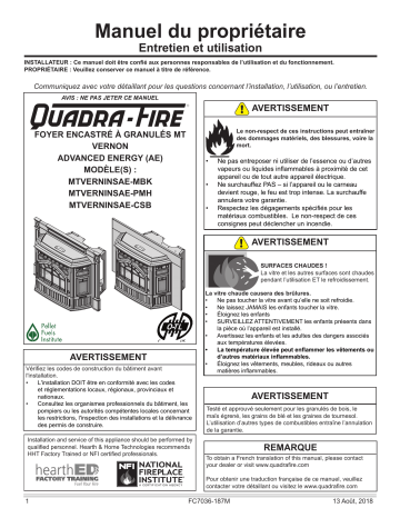 Quadrafire Mt. Vernon AE Pellet Insert Manuel utilisateur | Fixfr