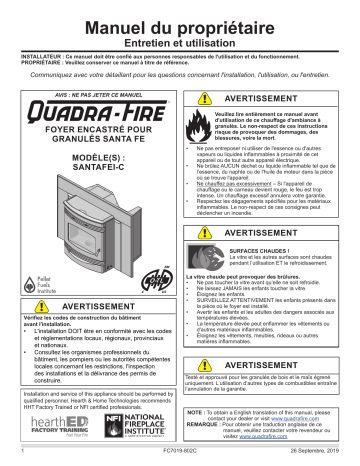 Quadrafire Santa Fe Pellet Insert Manuel utilisateur | Fixfr