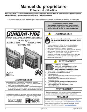 Quadrafire Castile Pellet Insert Manuel utilisateur | Fixfr
