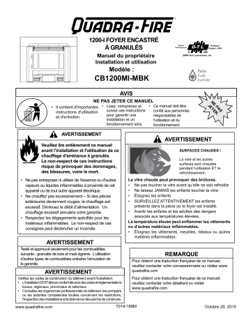 Quadrafire Classic Bay 1200 Insert Manuel utilisateur | Fixfr