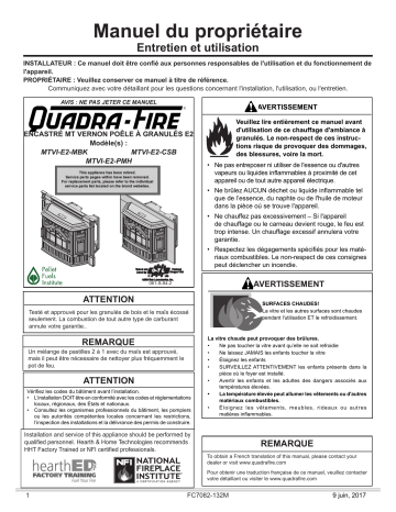 Quadrafire Mt. Vernon E2 Insert Manuel utilisateur | Fixfr