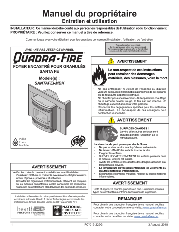 Quadrafire Santa Fe Insert Manuel utilisateur | Fixfr