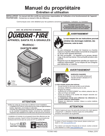 Quadrafire Santa Fe Pellet Stove Manuel utilisateur | Fixfr