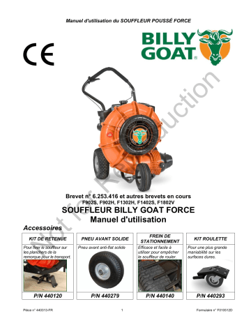 F902H | F1302H | Billy Goat F1802V Blower Manuel utilisateur | Fixfr