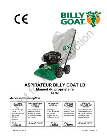 Billy Goat LB352 Vacuums Manuel utilisateur | Fixfr