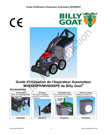 MV600SPE | Billy Goat MV650SPH Vacuums Manuel utilisateur | Fixfr