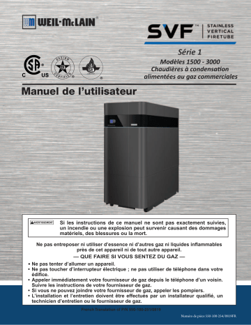 Weil-McLain SVF Stainless Vertical Firetube (1500–3000 MBH) Commercial Boiler Manuel utilisateur | Fixfr