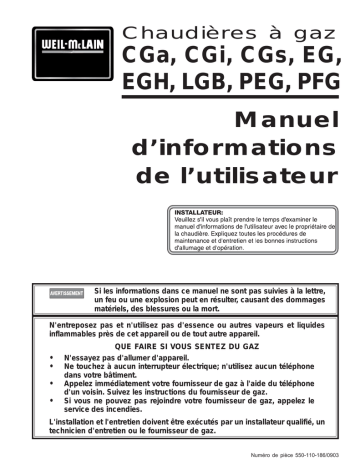 CGi Gas Boiler Series 3 | LGB Commercial Gas Boiler | EG Gas Boiler | CGa Gas Boiler Series 2 | Weil-McLain CG Boiler Manuel utilisateur | Fixfr