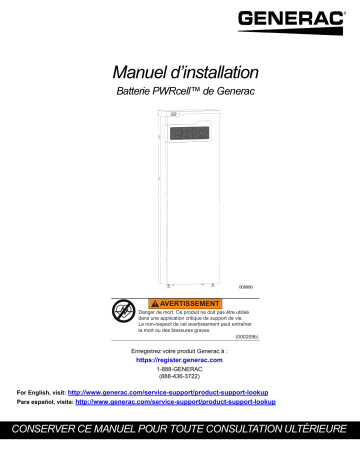 Generac PWRcell Battery Cabinet APKE00007 Clean Energy Solution Manuel utilisateur | Fixfr