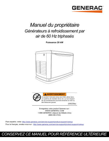 Generac 20 kW G0070770 Standby Generator Manuel utilisateur | Fixfr