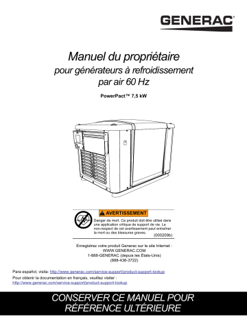 Generac PowerPact Series G0069981 Standby Generator Manuel utilisateur | Fixfr