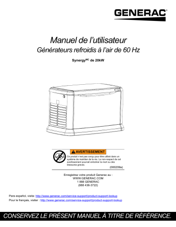 Generac Synergy Series 007040R0 Standby Generator Manuel utilisateur | Fixfr