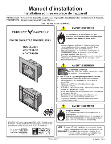 Vermont Castings Montpelier II Wood Burning Insert Manuel utilisateur | Fixfr