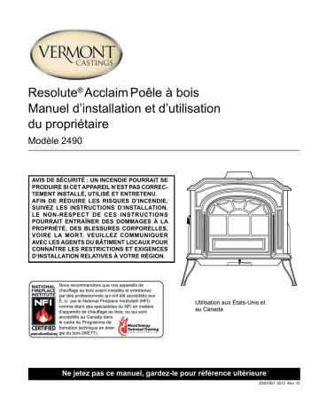 Vermont Castings Resolute Acclaim Manuel utilisateur | Fixfr