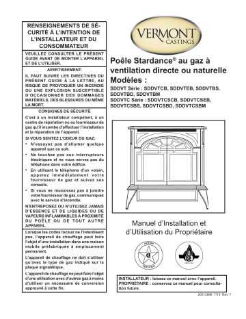 Vermont Castings Stardance Direct Vent Gas Stove Manuel utilisateur | Fixfr