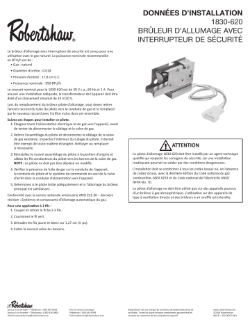 Robertshaw 1830-620 Pilot Burner Manuel utilisateur | Fixfr