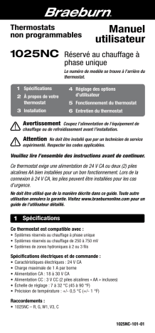 Robertshaw Braeburn 1025NC Thermostat Manuel utilisateur | Fixfr