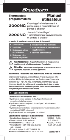 Robertshaw Braeburn 2000NC and 2200NC Thermostat Manuel utilisateur | Fixfr