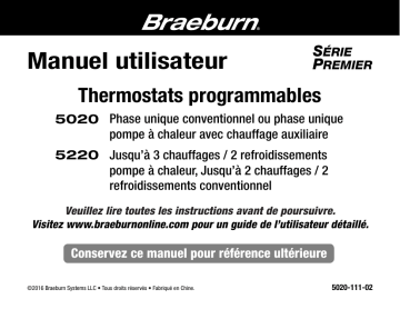 Robertshaw Braeburn 5020 5220 Thermostat Manuel utilisateur | Fixfr